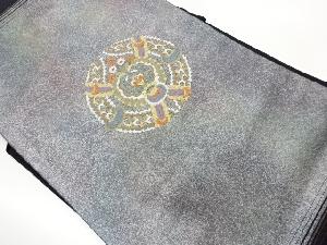 鏡裏に抽象花唐草模様刺繍名古屋帯